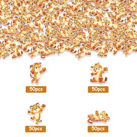 SHADOAMP Tiger Party Decorations Confetti, 200pcs Tiger Birthday Party Decorations Cute Tiger Confetti Double-Sided Printing for Jungle Safari Theme Baby Shower Decor Zoo Wild Animal Birthday Party