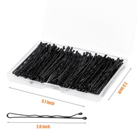 Zuolabty 100Pcs Bobby Pins Black Hair Pins Kit for Women Girls Kids Premium Wavy Black Bobby Pins Hair Clips with Storage Box,Suitable for All Hair Types (2Inch)