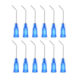 sourcing map 12pcs Blunt Tip Dispensing Needles, 22 Gauge 45 Degrees Bent Dispensing Tips 1" End Angled Dispenser Needle with Luer Elbow Blunt Needle for Oil or Glue Applicator, Blue