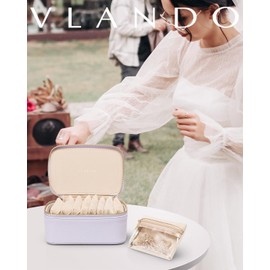 Vlando Travel Jewelry Case with 8 Velvet Jewelry Bags Travel Jewelry Box for Women Girls Jewelry Organizer Necklace Rings Earrings Bags Birthday Gifts for Mom Wife Women-Purple