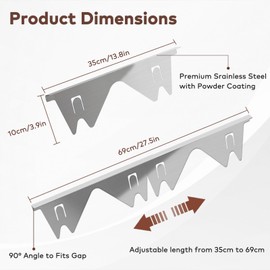 2 Pack Stove Gap Covers 35-69cm Extendable Stainless Steel Stove Gap Filler Heat Resistant Oven Side Gap Fillers Fills The Gap Between Cooktop and Kitchen Bench (Silver)