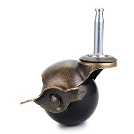 Skelang 50mm Bronze Ball Wheel Furniture Castors with Brake and Bushings Rounded Ball Castors Replacement for Furniture Sofa Chair Cabinet Set of 4 (Threaded Rod Size 8x38mm)