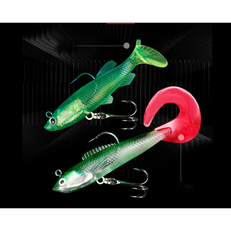 FOLANDO 10pcs Fishing Lure Set, Soft Bait Head Sea Fish