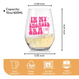 Engagement Gifts Stemless Glassicle Wine Glass, Engaged Gifts for Couples, Future Mrs Bride to Be Gifts, Funny Bridal Shower Gift for Wine Lovers, in My Engaged Era,15oz (Wedding-Beige)