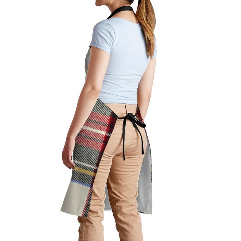 Smooffly Red and White Plaid Scottish Tartan Pattern Apron Adjustable