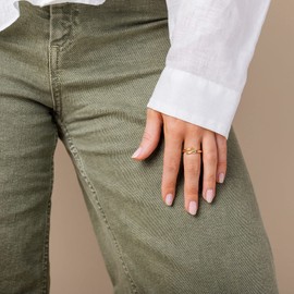 PAVOI 14K Gold Plated Open Twist Eternity Band Yellow Gold for Women Size 4