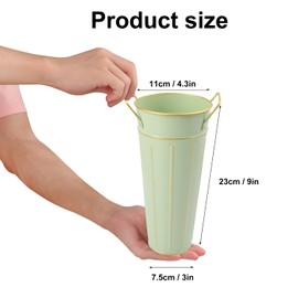 Biugaaufai 10 PCS 9 Inch Tall Galvanized Flower Buckets, Metal Flower Vase, Rustic Farmhouse French Flower Buckets with Handles for Wedding, Home Décor(Green)