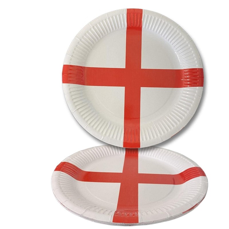 SHATCHI 20Pcs England Paper Plates St George Party Supplies for
