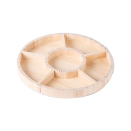 Wooden Tray with 6 Sections – 2 Pack Round Tray Chip and Dip Platter – Divided Serving Tray for Appetizers & Snacks – Veggie Platter - Food Trays for Party Buffet Montessori Wooden Trays - 10”x1”