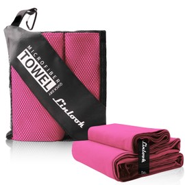 Linlook Microfibre Towel Set (160 x 80 cm Large Bath Towel + 80 x 40 cm Small Hand Towel) - Soft and Lightweight Beach Towel - Quick Drying Sports Gym Towel - Compact Swimming Camping Towel