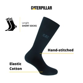Caterpillar Twised Socks 6 Pairs Mens Soft Stretch Cotton Hand Stitched Socks, black