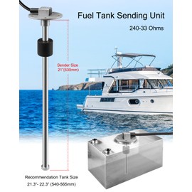 HZSIFU 316 Stainless Steel Fuel Level Sending Unit 240-33 ohms 21"(530mm) for Marine Boat Truck Car, Fuel Water Level Gauge Sensor