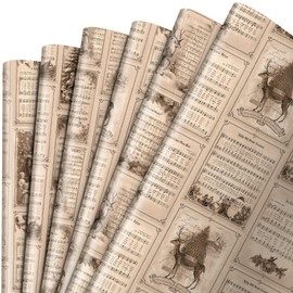 Watersay 12 Pcs Vintage Christmas Music Wrapping Paper 27 x 19 Inch Old Christmas Music Wrap Paper Funny Holiday Gift Packaging Festive Design for Xmas Party Decoration Scrapbooking Arts Craft(Brown)