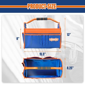 WADFOW 16" Tool bag, Heavy-Duty Waterproof Tool Bag, Spacious Capacity with High-Visibility Yellow&Blue Design, Wide-Opening Mouth and Durable 600D Oxford for Professional and Outdoor Applications