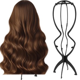 YUNYU Adjustable Wig Stand 50cm Tall Plastic Display Head for Long Hair Foldable Pack of 2 Black