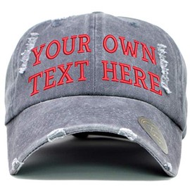 Custom Hat, Embroidered Classic Polo Style Baseball Cap, All Cotton Made Adjustable Fit Men Women Low Profile Dad Cap Hat (Vintage Grey)