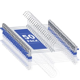 Cimlord 50 Pack Pants Hangers with Clips Skirt Hangers for Women Shorts Hangers Heavy Duty Metal Clothes Hanger for Closet Space Saving Non Slip Trousers Hanger Jeans Hanger for Men,Blue,12 Inch