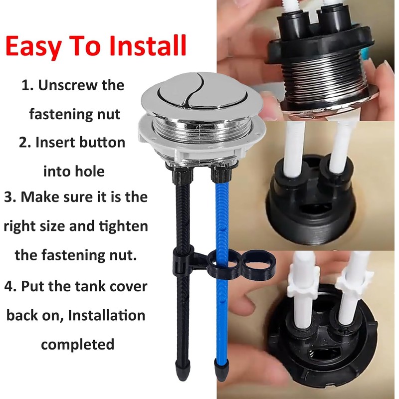 48mm/1.89inch Toilet Tank Button 20cm Extended Dual Push Flush Toilet