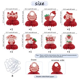8 Pcs Strawberry Baby Shower Decorations Berry Sweet Baby Honeycomb Centerpieces Berry Baby Shower Decorations Strawberry Party Decorations