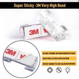 Cable Clips with Strong Self-Adhesive, XIAOXI Cord Organizer Cable Management Organizing Cords Wire for Car, Home and Office - 20 Pcs (Clear)