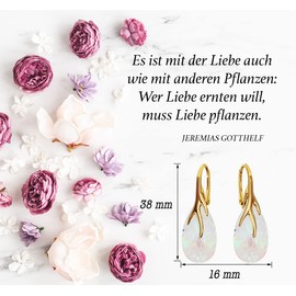 925 Silver Hanging Earrings with Austrian Crystal - Jewellery for Women and Girls - Pendant Earrings Ideal for Gifts for Women Ladies Silver Gold-Plated 24, Sterling Silver, Crystal