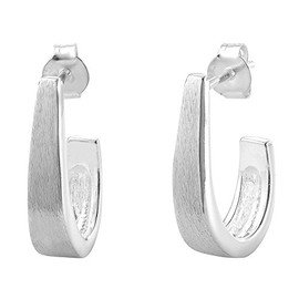 Vinani 2CHA Women's Stud Earrings 925 Silver Half Hoop Earrings Small Matte 925 Sterling Silver, Sterling Silver, No Gemstone
