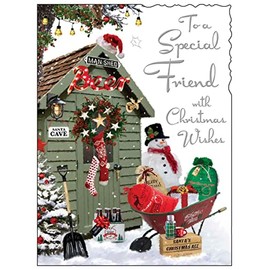 Jonny Javelin Male Friend Christmas Wishes Card Shed Snowman