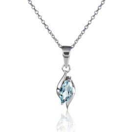 namana 925 Sterling Silver Necklace With Natural Blue Topaz Gemstone for Women, Elegant Sterling Silver Pendant Necklace With Marquise-Shaped Semi-Precious Blue Topaz Stone for Women and Girls.