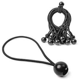 Bungee Cord with Ball, 25 Pieces, 20 cm Length, 5 mm Thick Rubber Ropes, Black, Rubber Tensioners for Tarpaulin, Gazebo, Awning, Tent, Trailer Net, Expander Sling with Strong Tension Force, Rubber