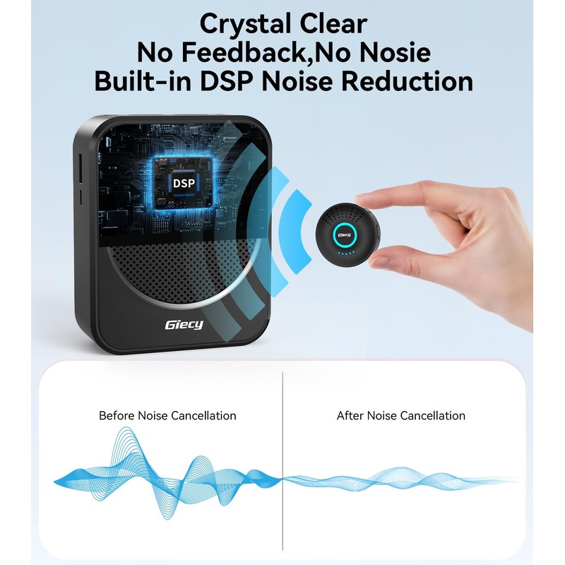 Portable Voice Amplifier with Wireless Lapel Microphone, Personal Microphone for