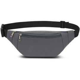 Bumbag Waist Fanny Pack Running Belt for Men Women Unisex Bum Bag with Adjustable Belt for Biking Traveling Outdoors Workout Cycling Fitness Hiking (Grey)