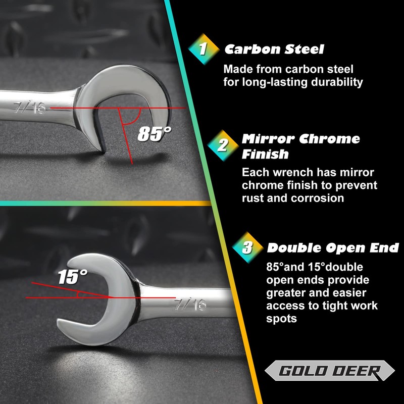 GOLD DEER 10 Pcs Mini Double Open End Wrench Set