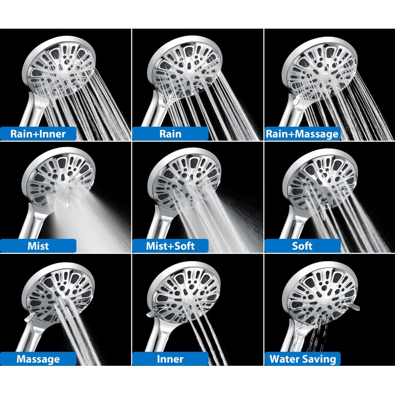 INAVAMZ 2-in-1 Shower Head with Handheld Combo: 2.5GPM Rainfall Shower