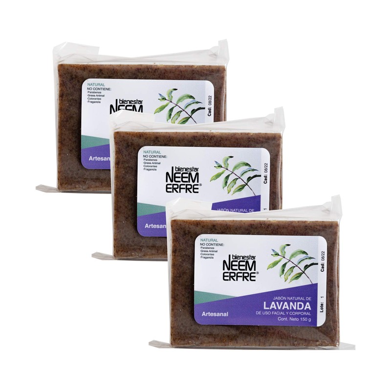 bienestar NEEM ERFRE Jabón Natural Artesanal Lavanda con Aceite Neem
