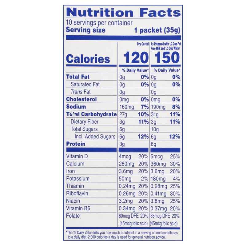 Cream of Wheat Instant Lower Sugar Hot Cereal, Cocoa, 1.23