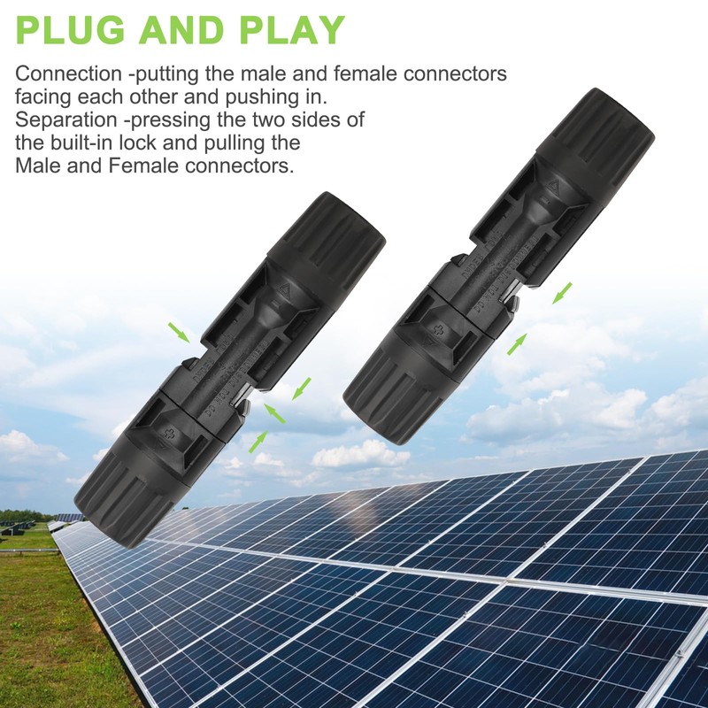 LEPITERY 40PCS MC4 Solar Panel Connectors, MC4 Male/Female 1000V Solar