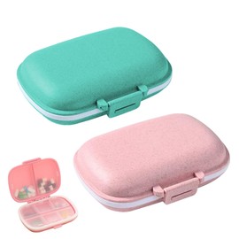 KASESSS 2 Pcs Pill Box Organiser, Travel Pill Boxes 7 Day 1 Times a Day, Portable Medication Organizer with 8 Grids Weekly Pill Box Moistureproof Tablet Box Dust-Proof Pill Holder Small Pill Dispenser
