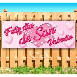 Feliz Dia De San Valentin Banner 13 oz | Non-Fabric | Heavy-Duty Vinyl Single-Sided With Metal Grommets