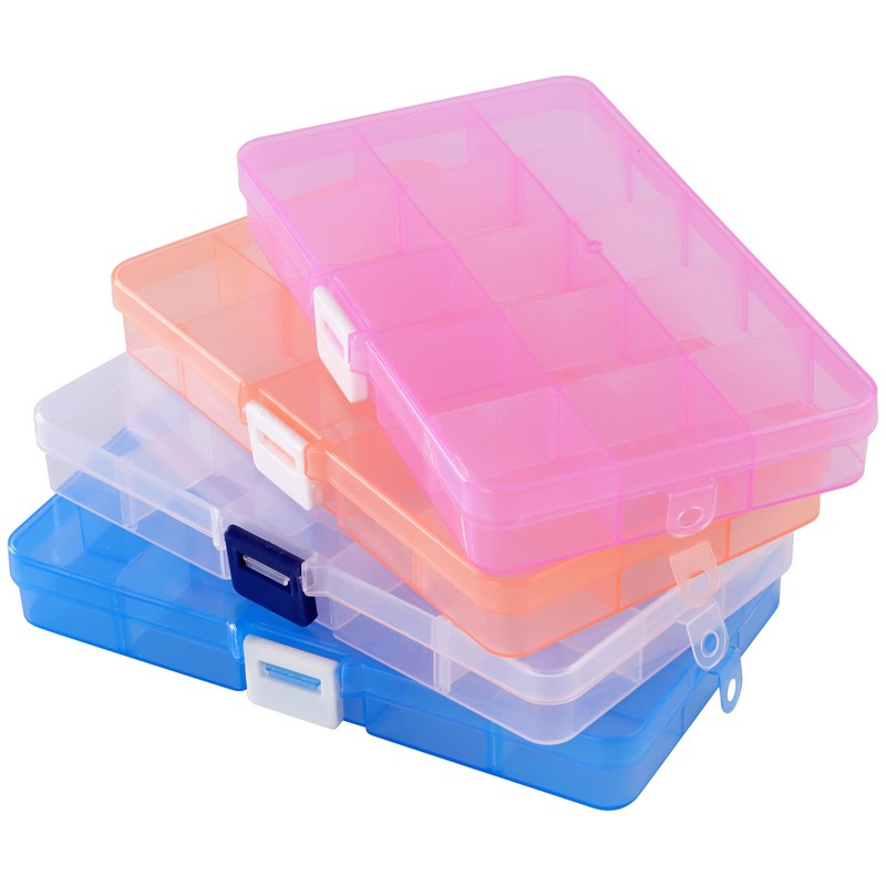 NGOSUET Pack of 12 15 Grid Universal Sorting Boxes, Transparent