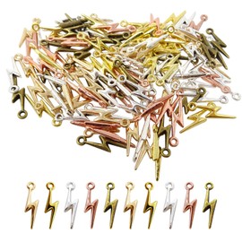 Honbay 120PCS Alloy Lightning Bolt Charms Pendant Mini Flash Thunder Dangle Charms for Earring Necklace Bracelet Keychain Jewelry Craft Making (6 Color)