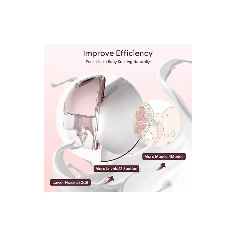 MUMIOR Heated Base Hands Free Wearable Breast Pump with 4