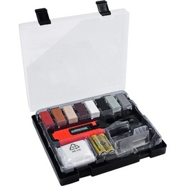 Werkzeyt B27692 Tile Repair Kit 14 Pieces - 8 Different Shades - Includes Wax Melter, Planer & Sanding Sponge - Suitable for Smooth Surfaces of All Types / Repair Kit for Stone