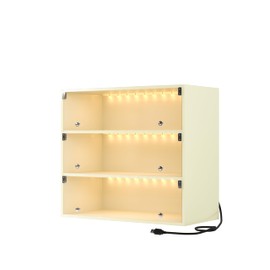 YLIEHS Off White LED Light Shoe Box, Three Layers with Glass Doors, For Sneaker Display and Storage