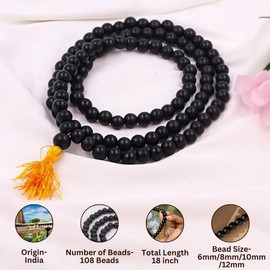 Divine Hindu Original Karungali Malai Jaap Mala 108 Beads Premium Ebony Wood Lab Tested Natural Black Beads for Men & Women Size - 10MM