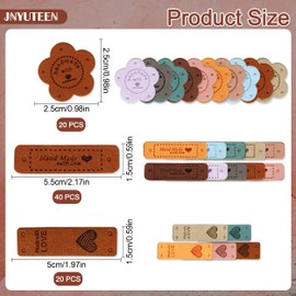 60 Pcs Handmade Leather Labels, 3 Styles Leather Handmade Tags Embossed Tags, Microfiber Hand Made Embossed Tag Leather Knitting Tags Sew Label with Holes for Making Crafts Sewing Clothing Decors