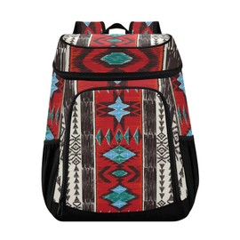 Red Aztec Bohemia Tribe Cooler Backpack Insulated Leak Proof Beach Cooler Bag 30 Cans Waterproof Lightweight Soft Lunch Picnic Hiking Camping Backpack Cooler for Men Women