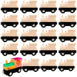 Hoarost 20 Pcs Unfinished DIY Wooden Trains Wooden Train to Paint Magnetic Wooden Trains Wooden Train Cars for Train Party Decorations Crafts Painting Project