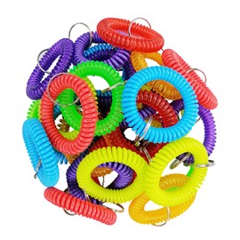 Kbraveo 40 PCS Multicolor Plastic Stretchable Spiral Bracelet Wrist Coil Key Chains, Wrist Band Key Ring Chain for Office, Shopping Mall, Sauna, Outdoor Sport