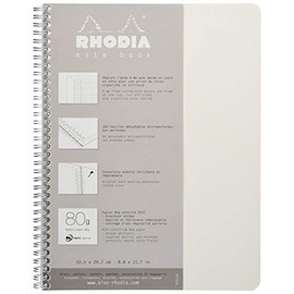 RHODIA 193101C - Spiral Notebook (Full Bound) White Notebook - A4+ - Ruled - 160 Detachable Pages - Clairefontaine Paper 80 g/m - Soft and Resistant Coated Card Cover - Classic