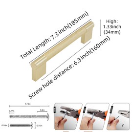 BUKOBYHE 10 Pack 6-1/4 Inch Brushed Brass Kitchen Cabinet Handles Knurled Cabinet Pulls Gold Drawer Pulls Cabinet Hardware